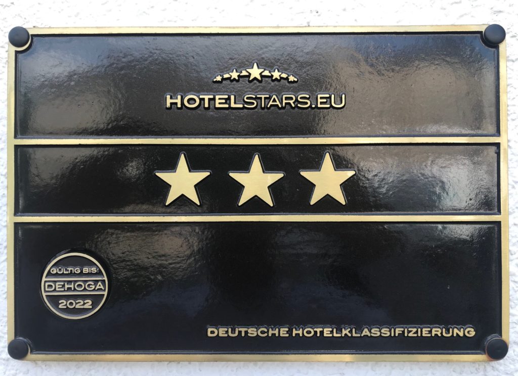 DEHOGA Auszeichnung 3 Sterne gültig bis 2022 Hotelstars.EU Deutsche Hotelklassifizierung